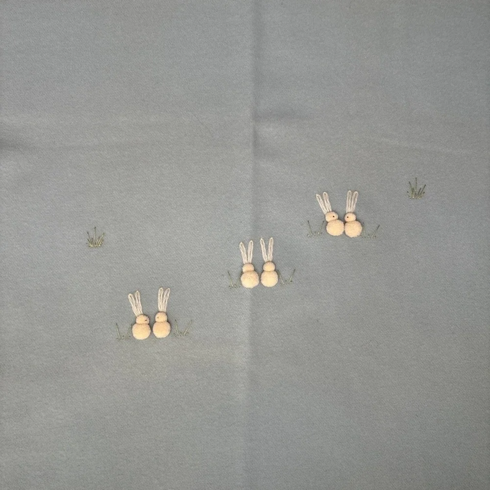 Tidykins Vintage North Star Virgin‎ Wool Baby Infant Crib Blanket Bunnies Green
